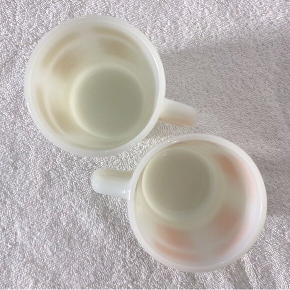 Vintage Anchor Hocking Yellow & Orange Atomic Cloud Pattern Stacking Mugs x2 - Picture 10 of 11